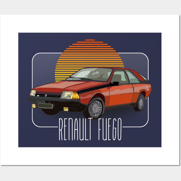 Renault Fuego  // Retro Classic Car Lover Design Wall Art by DankFutura